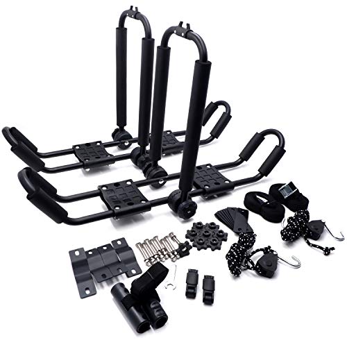 Smt- Black 3 In 1 Universal Kayak Carrier Car Suv Roof Rack J-Shape Fodable Racks Compatible With Canoe Sup Kayaks [See Fitment] #TOP1