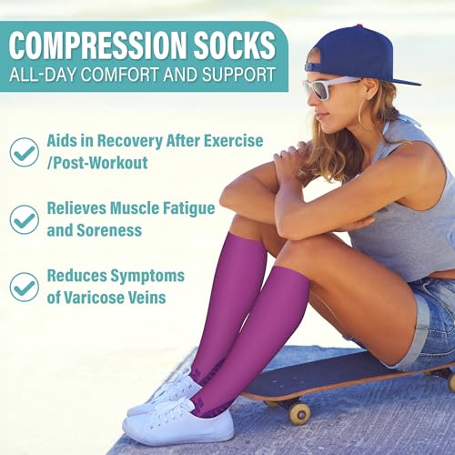 Image of 3 Pairs Compression Socks for Women and Men 15-20mmHg-Circulation Support Socks- Best for Medical,Running,Athletic