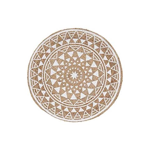 Alfombra Decorativa Redonda Yute Estampado Silha Blanco 90 cm Cover