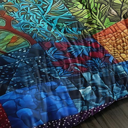 Image of AILONEN Tree of Life Comforter Set,3-Piece Patchwork Abstract Art Landscape Boho Twin Bedding Set,Lightweight Micorifber Duvet with 2 Pillowcases