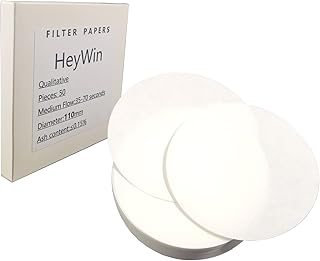 Qualitative Filter Paper Chemistry,Diameter of 110mm Filter Paper Circles,Medium Speed,Used in The Vacuum Filter,Also for Funnel,etc(Pack of 50), White