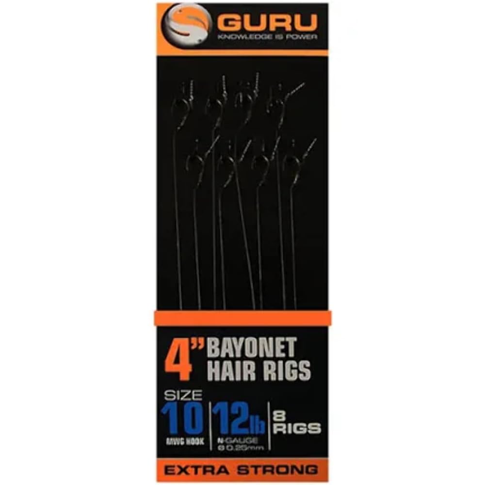 Guru QM1 4" Bayonet Hair Rigs Barbless (Size 12 7lb)