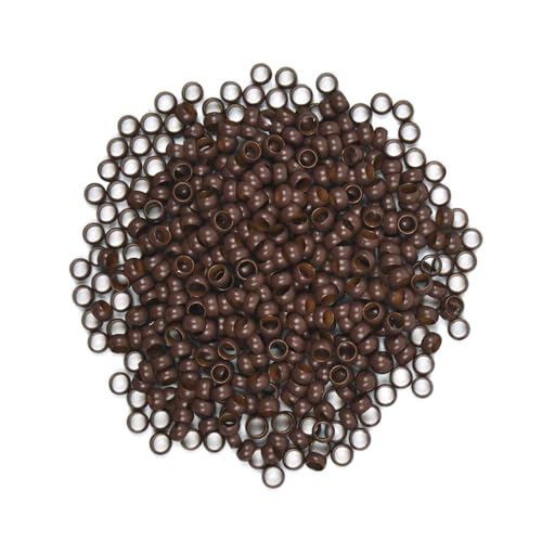 4.0mm Nano Beads Micro Ring Beads Hair Extensions Beads Copper Micro Links Beads for Hair Extensions (500 Pcs, Brown)