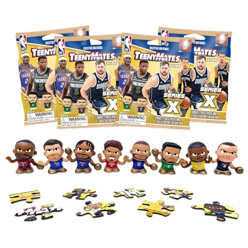 Teenymates Party Animal 2024 NBA Series X (Series 10) Basketball Figures Gift Set Party Bundle, Lot of 4 Mystery Packs, 8 Figures Total, Team Colors, 1