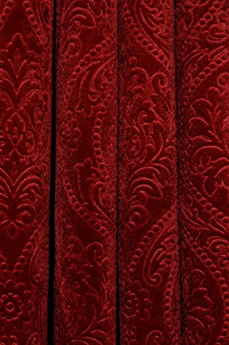 Image of Suede Velvet Embossed Room Darkening Door Curtain for Living Room, Bedroom, Hallway, 7 feet Long, Maroon, Set of 1
