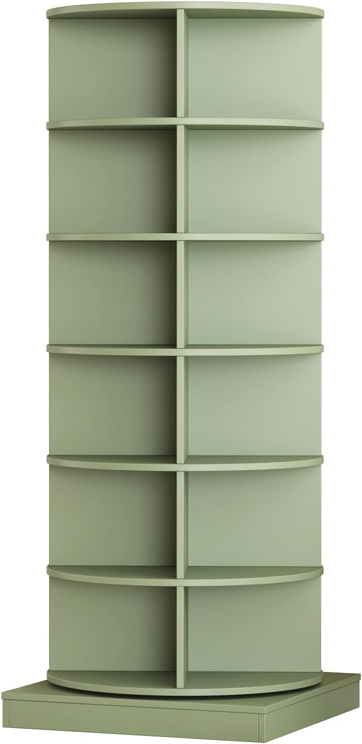 6-Tier Rotating Shoe Rack Tower, 360 Spinning Shoe Rack, Modern Free Standing Spinning Shoe Organizer, Rotating Lazy Susan Shoe Racks for Entryway Doorway, Holds Up to 24 Pairs of Shoes(Green)