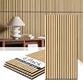 Olanglab Wood Slat Wall Panels 4 Pack, Acoustic Wall Panels, 47.24'' x 23.62" Each 3D Wall Panels for Interior Wall Decor (Warm Oak)