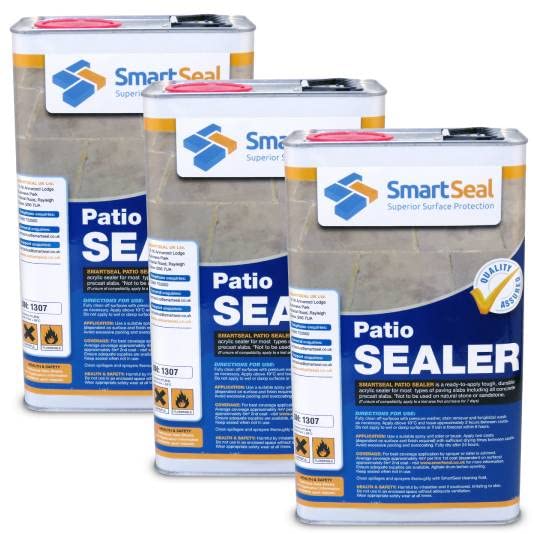 Smartseal Patio Sealer - Protects Concrete Precast Slabs, Flagstone, Paving. A Wet look patio with our Premium Patio Sealant. Easy To Apply, Stain Resistant, Concrete Sealer. Matt Finish (3 X 5 Litre)