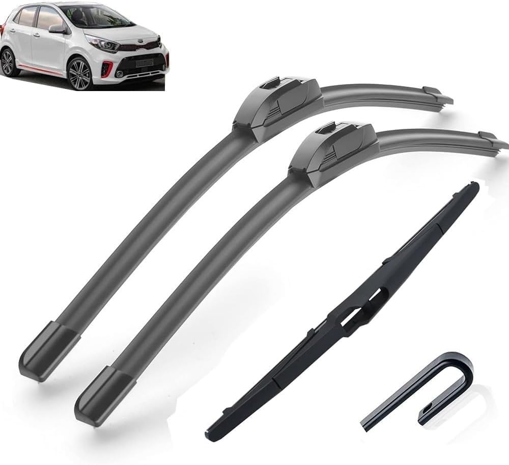 liufangfc Wiper Blades Front & Rear for Kia Picanto MK3 2018-2021,Windscreen Wipers Hybrid – Lasts 2 Years, Silent & Streak-Free – 5-Min DIY Install