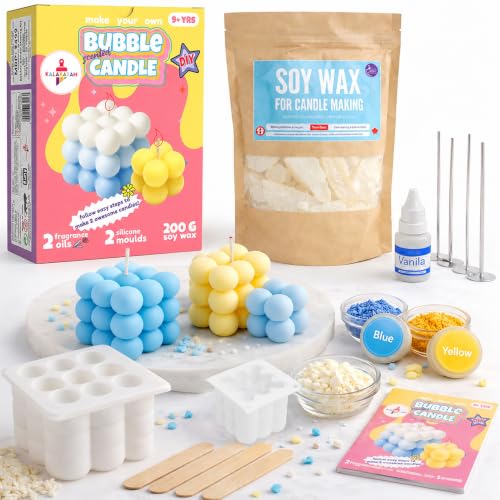 Image of Kalakaram DIY Scented Bubble Candle Making Kit for Beginners | Soy Wax Candle Craft Kit with Silicone Molds, Fragrance, Colors & Tools | Art & Craft Set for Kids & Adults | Home Decor & Birthday Gift