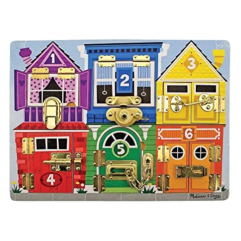 Melissa & Doug Holz Lernspielzeug Motorikbrett zum Verriegeln Cover