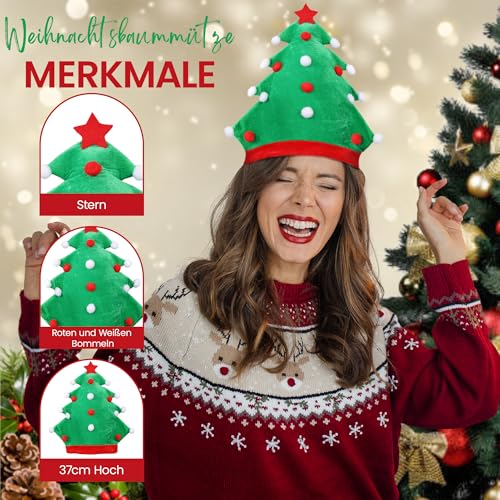 Weihnachtsmützen Erwachsene – 5 Stk. Lustige Hüte – Nikolausmütze, Hähnchen Hut, Weihnachtsmannbeine, Puddingmütze, gefüllter Truthahnhut, Weihnachtsmütze – Witzige Kostüme und Lustige Mützen im Set