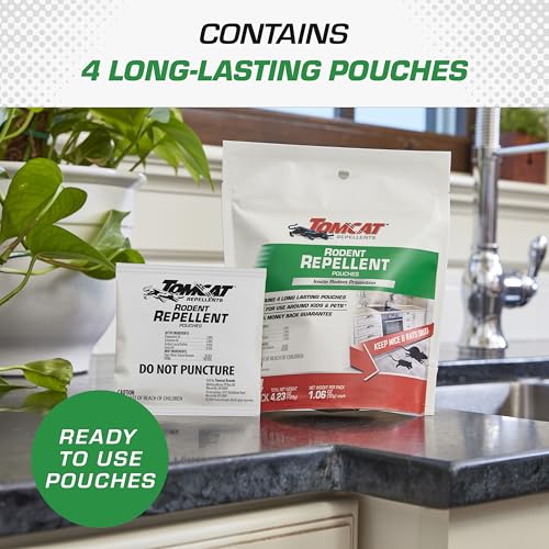 Image of Tomcat Repellents Rodent Repellent Pouches, Ready-to-Use, Inside Rodent Prevention with Essential Oils, 4.23 oz., 4-Pack