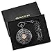 Tiong Black Vintage Hollow Gear Roman Numerals Dial Men's Fashion Mechanical Pocket Watch