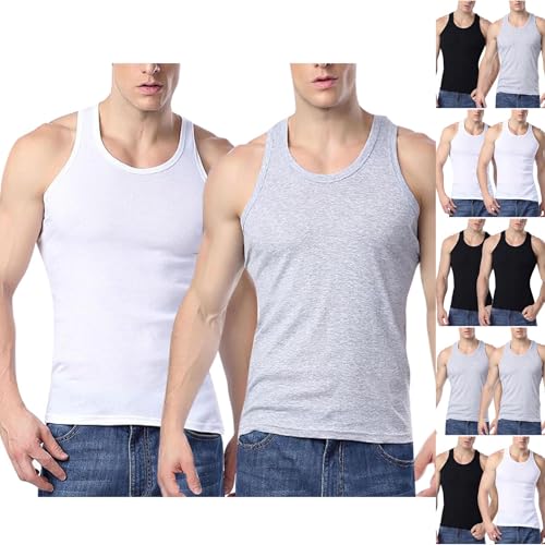 Men's 2 Pack Tank Top Undershirts, Workout Fitness Sleeveless T Shirts Gym Muscle Tee Bodybuilding Athletic Tops4
