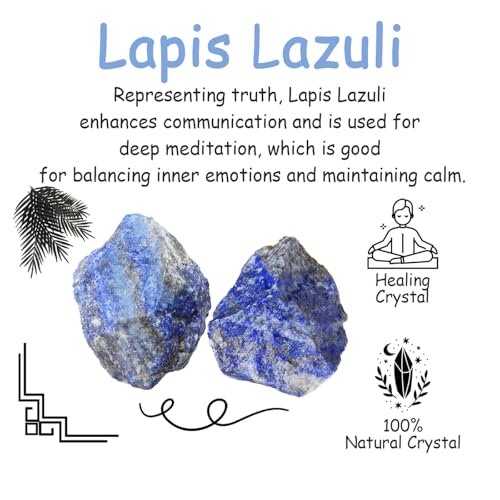 Image of 2Pcs Lapis Lazuli 1.8-2.2 inch Large Raw Natural Crystals Rough Stones Healing Crystal Lapis Lazuli Stone Rocks for DIY Cabbing Polishing Wire Wrapping Decoration Wicca Reiki Rock Gifts