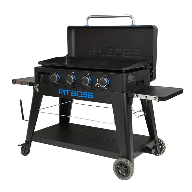 Pit Boss 4-Brenner Ultimate Lift-Off Plancha (Grill mit Keramikbeschichtung, 13,5 kW Leistung, 4 Gasbrenner aus Edelstahl) 10815 | Grill mit Keramikbeschichtung, 13,5 kW Leistung, 4 Gasbrenner aus Edelstahl 10815
