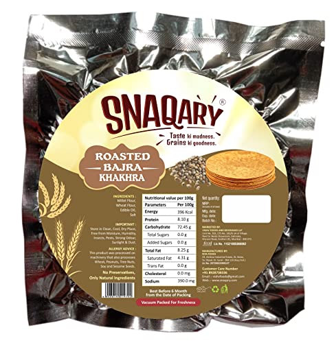 Image of Snaqary All in 1 Khakhra Pack of 4 (200gm) |Jowar, Ragi Methi, Jowar Bajra,Bajra Masala Millet based Khakhra|100% Natural | Healthy & Delicious Gujrati snacks