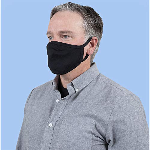 Gildan Adult Reusable Everyday 2-Layer Cotton Face Mask, Black (24 Pack), Adult: 5.75" X 8" (7" Ear Loops) #TOP3