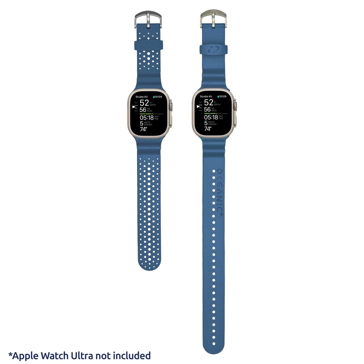 Oceanic+ band for the Apple Watch Ultra and Ultra 2 | Includes 2 bands - one for dive use and one for daily wear | 45mm | Comfortable silicone material | BLUE