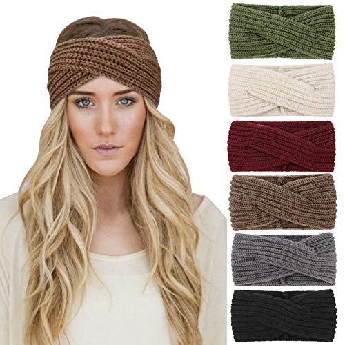DRESHOW Crochet Ear Warmer Headband Soft Knit Turban Stretch Headbands Warmer for Women Winter...