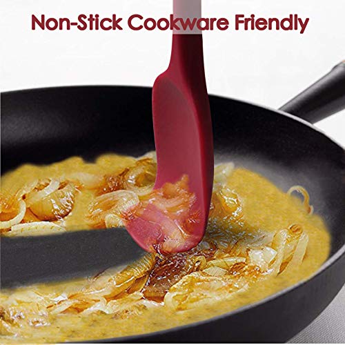 U-Taste 480ºF Heat-Resistant Silicone Spatula set- Seamless One Piece Design, Non-Stick Silicone Rubber with 18/8 Stainless Steel Core (Red)