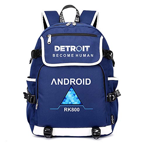 Preisvergleich Produktbild Detroit Become Human Reiserucksack Schulranzen Rucksack Trekkingrucksack Wandern Tasche Mann und Damenmode Mode Sport Wild Style Daypack Daypacks (Color : Blue05, Size : 45 X 37 X 16cm)