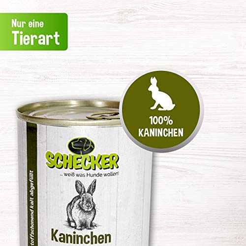 Schecker Nassfutter - Kaninchen PUR - getreidefrei - glutenfrei - 6 x 410 g auch für empfindliche bis sehr empfindliche Hunde