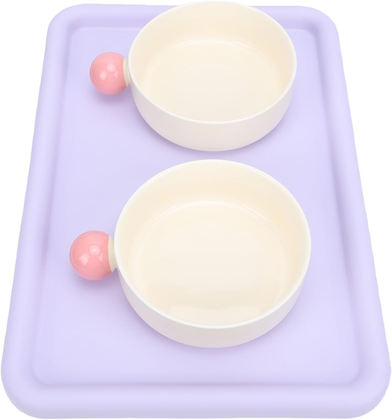 GLOGLOW Cat Daily Necessities Water Bowl Set, Stylish Pastel Proof Ceramic Cat Food Bowls Anti Slip Raised Wide Friendly Elevated Bowls Elevated Food and and Water