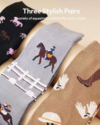 Image of Belloxis Knee High Socks for Women & Teen Girls, Cute Fun Pattern Long Socks for Daily Wear, Holiday Birthday Gift Ideas
