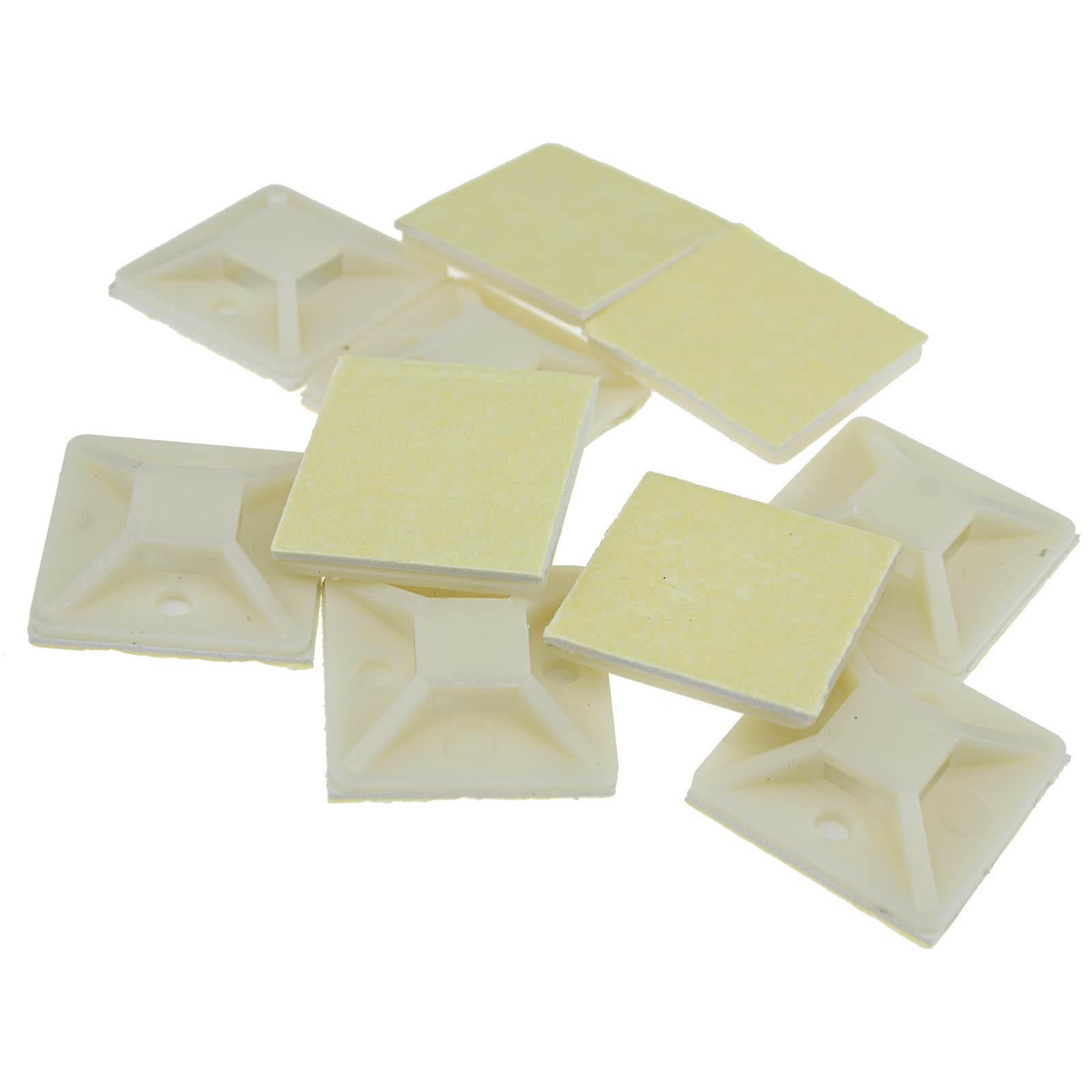Entie White Cable Tie Base 30Mm X 30Mm Self Adhesive Natural [10 Pack] [10 Pack : 30Mm] Medium