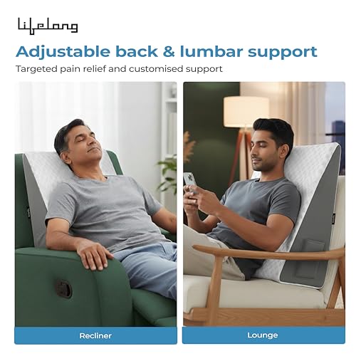 Image of Lifelong Orthopedic Memory Foam Wedge Pillow for Sleeping, Sitting & Acid Reflux Relief | High Resilience Foam | Leg Elevator, Back Support & Pain Relief Pillow for Comfortable Rest (LLWP09)