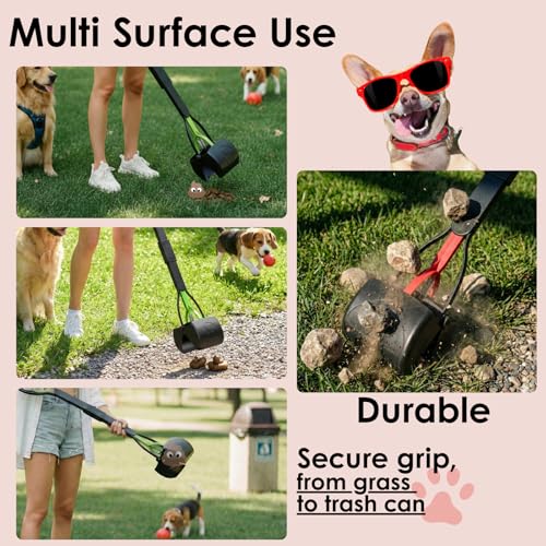 Image of 33 inch Pooper Scooper 2 Pack, XL Tall Handle No Touch Dog Pooper Scooper for Large Small Dogs, Durable Spring & Lightweight, Large Pooper Scooper for Dogs Heavy Duty, Portable Dog Poop Pick Up Tool