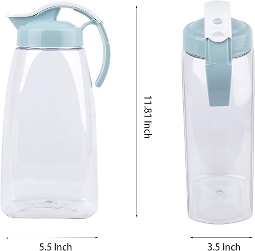 Miniatura 2 de Frcctre Paquete de 2 jarras de agua de plástico con tapa, jarra hermética transparente de 74 onzas para jugo, café, té helado, limonada, resistente