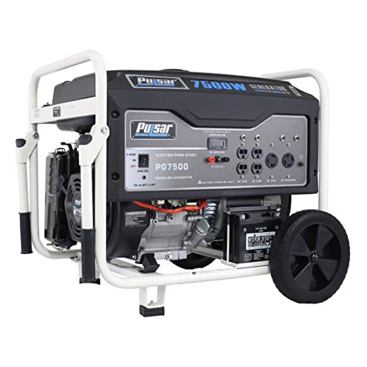 Pulsar PG7500 7500W Peak 6000W Rated Portable Gas-Powered Generator with Electric Start