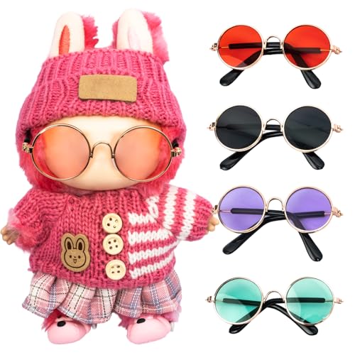 5pcs Doll Glasses 5 Colors Plastic Dress up Eyeglasses for lububu(No Doll)