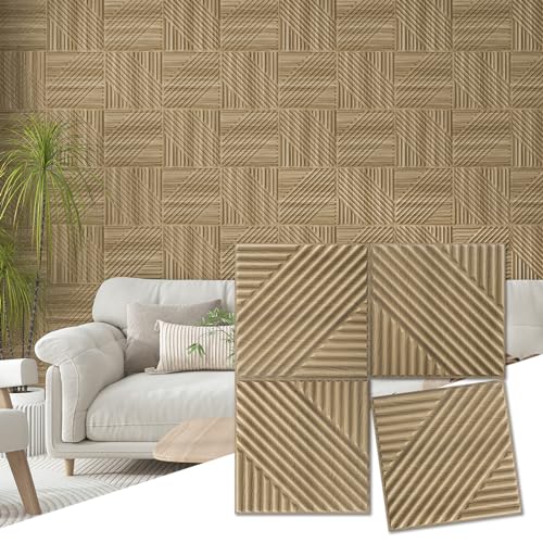 Art3d 33-Pack 3D Wall Panels for Interior Wall Decor, Textured Accent Wall Paneling for Living Room, Bedroom, TV Wall Background, 12'x12' Walnut