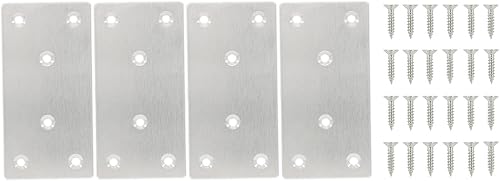 4 placas reparadoras resistentes, soporte plano de acero inoxidable, soporte recto, placas de fijación, conector de unión para muebles de madera,