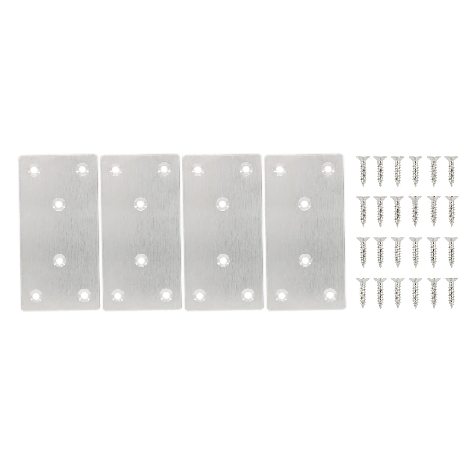 4 PCS Mending Plates Heavy Duty,ULIFESTAR Flat Bracket Stainless Steel Straight Brace Repair Fixing Plates Connector Joining Bracket for Wood Furniture Shelves Cabinets with Mounting Screws