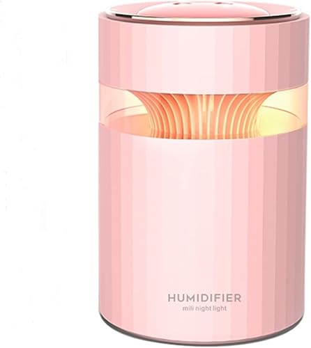 Humidificadores para dormitorio, doble boquilla, humidificador de aire USB, capacidad de agua de 30.4 fl oz, nebulizador con luz nocturna colorida,