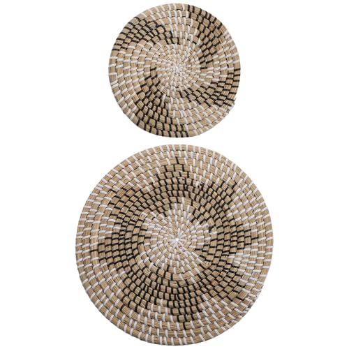 Pendentif Mural Bohème en Rotin Beige (Lot de 2) - Déco Géométrique Maison et Bureau