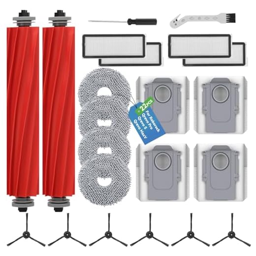 22 Stück Zubehör für Roborock Qrevo S/Qrevo Pro/Qrevo MaxV Saugroboter,【Not für Qrevo】2 Hauptbürsten, 4 Staubbeutel, 4 Wischtücher, 4 Filter, 6 Seitenbürsten, Bürste，Schraubendreher-Ersatzteile