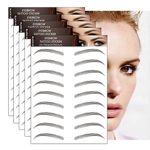 BREYLEE つけ眉毛タトゥーシール 眉 眉毛 アートメーク メイクシール 眉毛 ステッカー【50ペア】たとぅー 6dナチュラルまゆげ 貼る眉毛 アイブロウ 消えない 防水 持続的落ちな眉墨 化粧品シール (ブラック-#16)