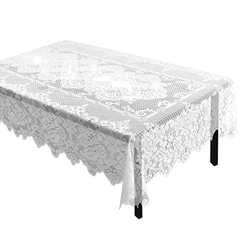 Juvale Lace Rectangular Tablecloth with Elegant Floral Patterns for Parties, Weddings, Baby Showers