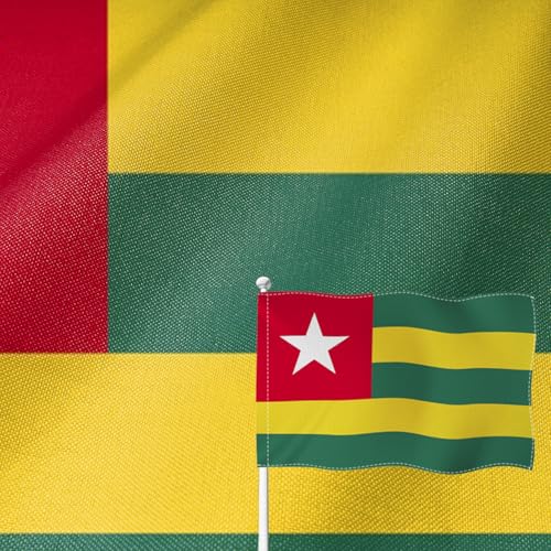 Drapeau du Togo 1,2x1,8m résistant aux UV et intempéries double face toile de jute
