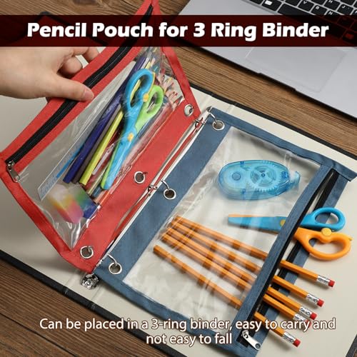 Image of Lincia 36 Pack Pencil Pouches for 3 Ring Binder with Zipper Bulk Binder Pencil Bags, 6 Colors, Binder Pencil Case with Double Sided Clear Window for College Office Supplies(Vintage)