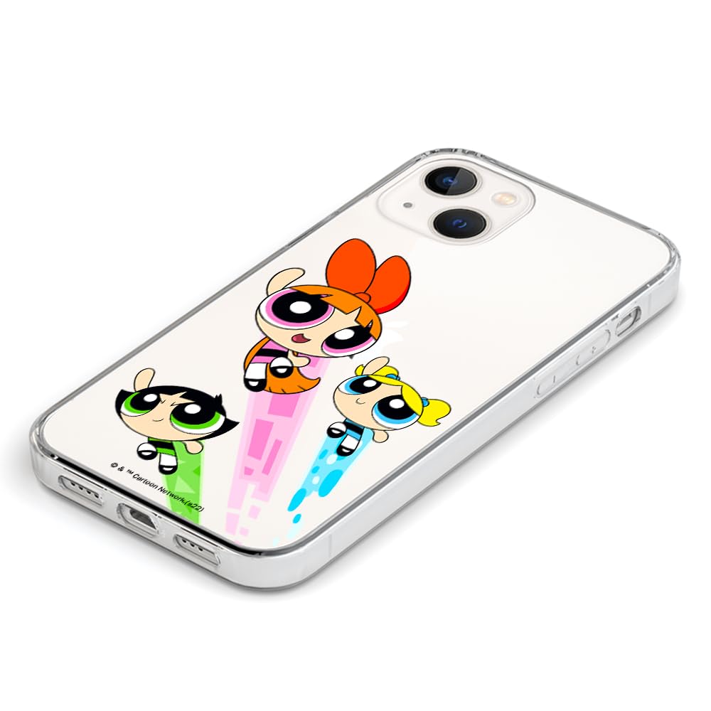 ERT GROUP custodia per cellulare per Iphone 13 MINI originale e con licenza ufficiale The Powerpuff Girls, modello The Powerpuff Girls 012, parzialmente trasparente