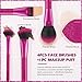docolor Makeup Brushes 12PCS Pink Leopard Makeup Brush Set Premium Synthetic Foundation Powder Concealers Eyeshadow Blush Make Up Brushes with 1PC Large Powder Puffs