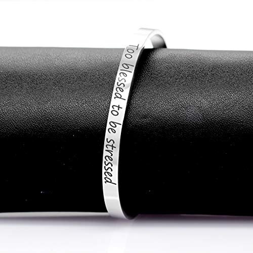 Image of Uloveido Stainless Steel Inspirational Bracelets for Women Engraved Personalized Mantra Initial Motivational Cuff Bangle Y460