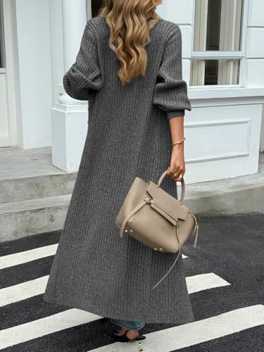 Image of Saodimallsu Womens Long Duster Cardigans Button Down Maxi Sweater Dress